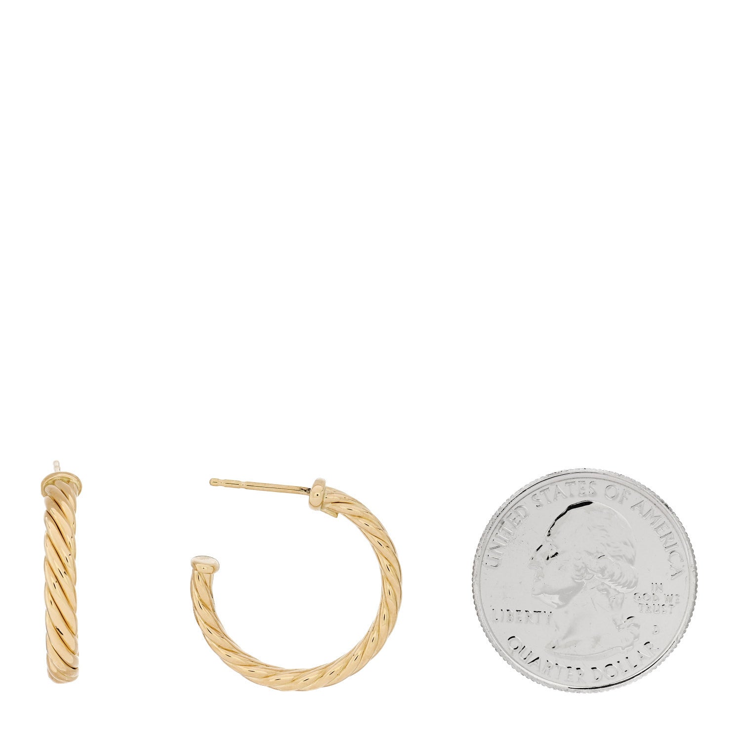 David Yurman 18K Yellow Gold Mini Cablespira Hoop Earrings 2 of 4