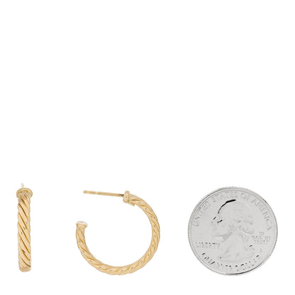 David Yurman 18K Yellow Gold Mini Cablespira Hoop Earrings 2 of 4