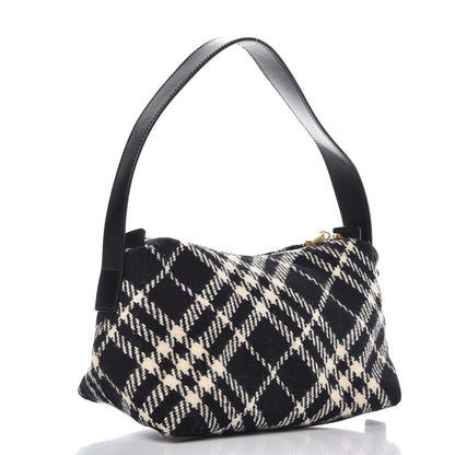 Burberry Wool Plaid Check Small Shoulder Bag Black 3 of 14