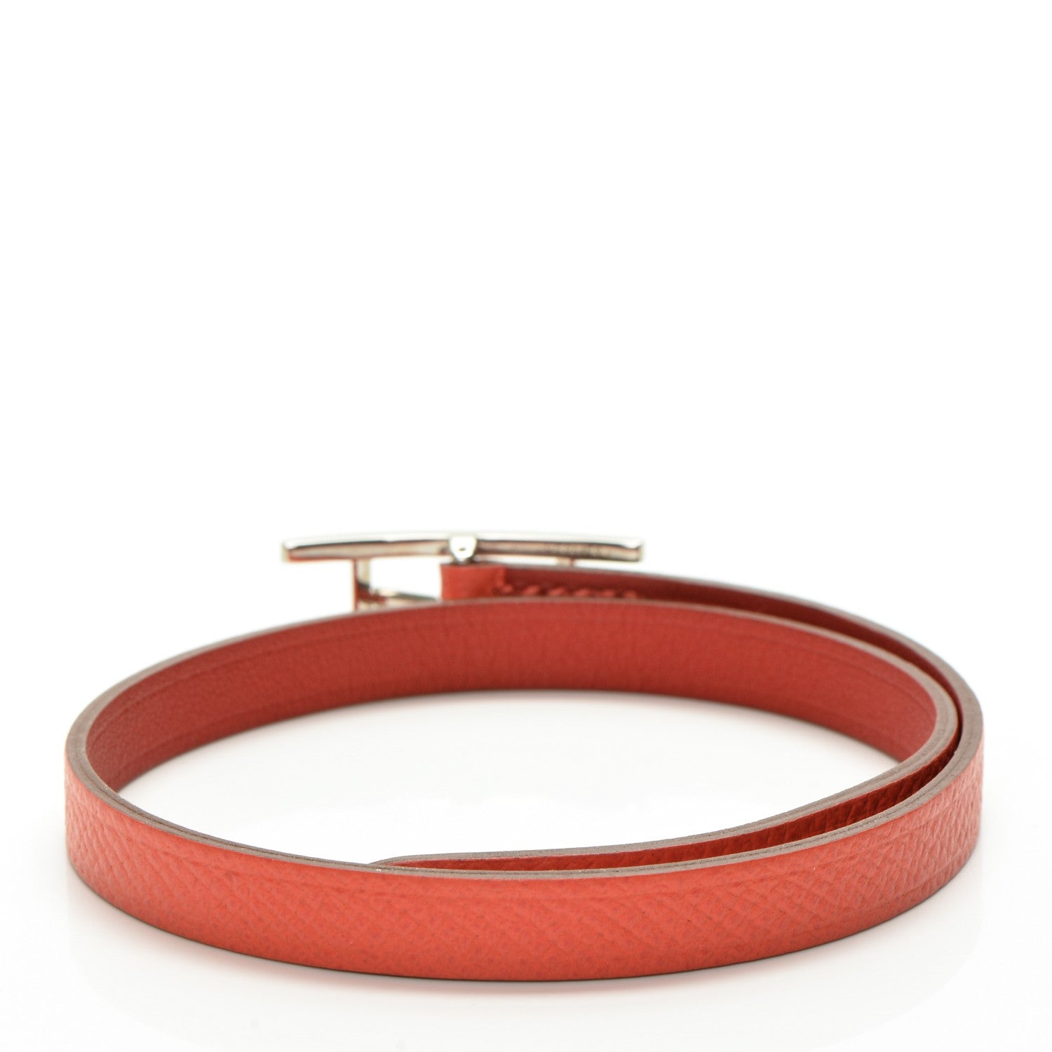 Hermes Swift Epsom Behapi Double Tour Reversible Bracelet XS Vermilion Rose Jaipur 3 of 6