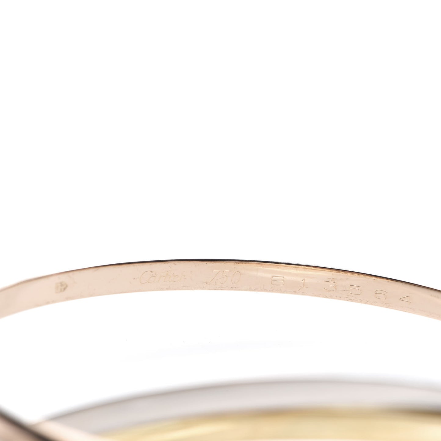 18K Pink Yellow White Gold 3.5mm Trinity Bangle Bracelet 62