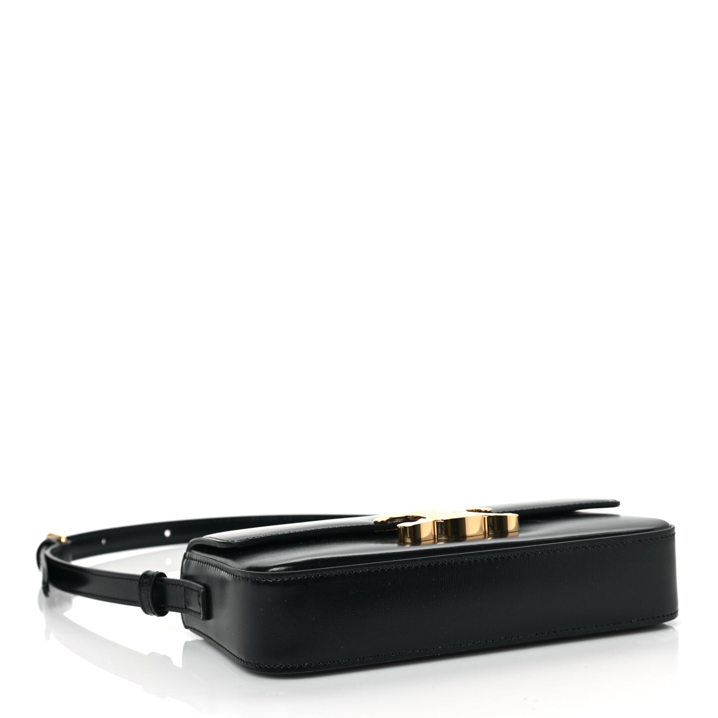 Shiny Calfskin Triomphe Shoulder Bag Black