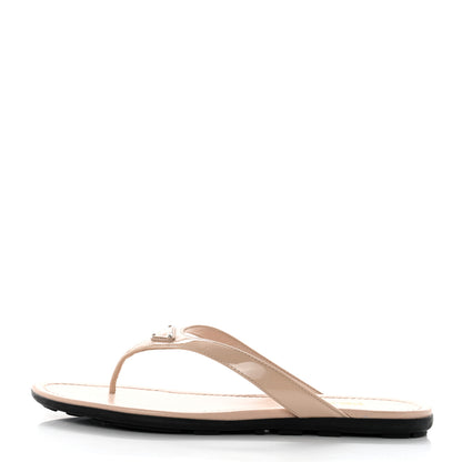 Prada Patent Calfskin Logo Thong Sandals 40 Cipria 1 of 9