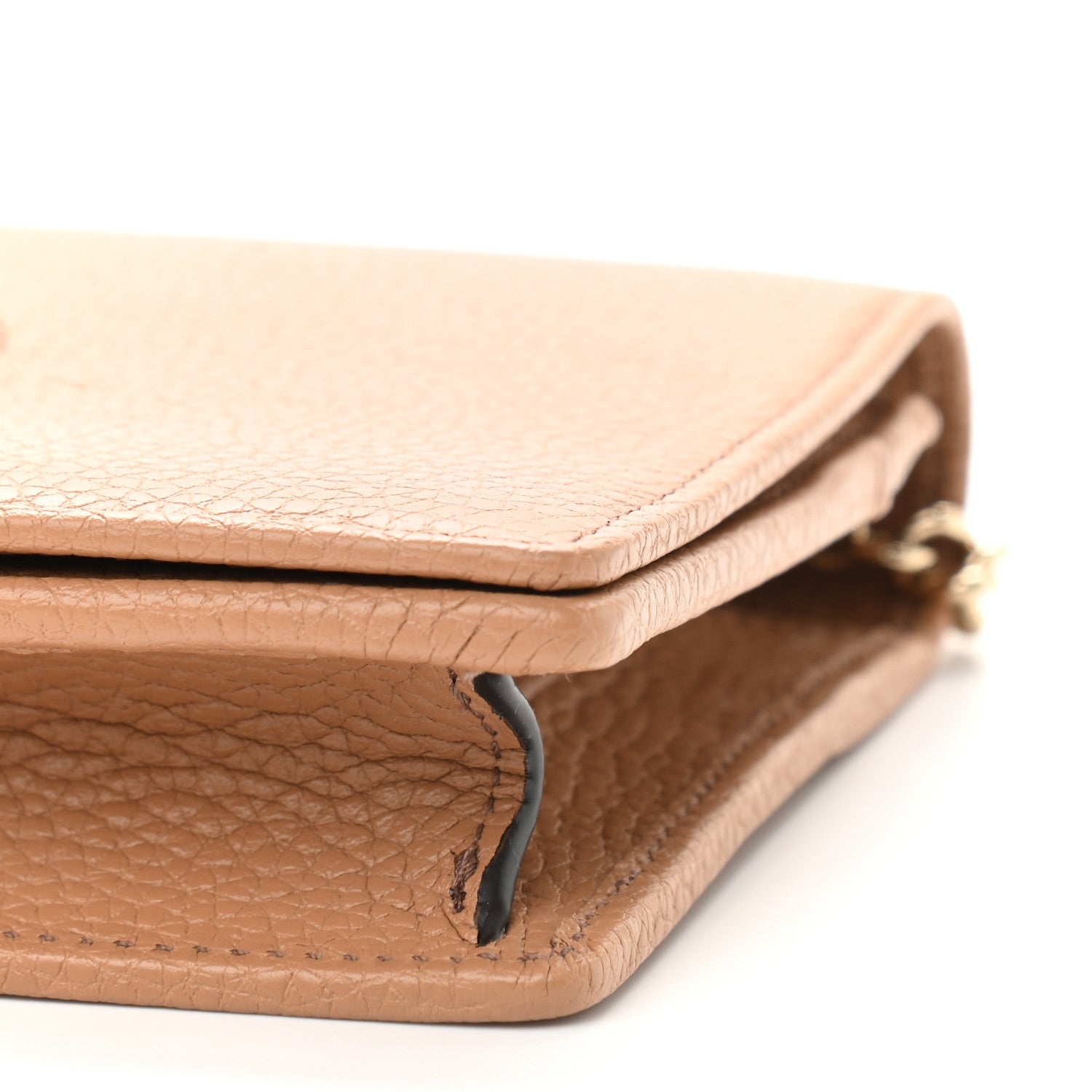 Gucci Pebbled Calfskin Soho Wallet on Chain Camelia 8 of 8