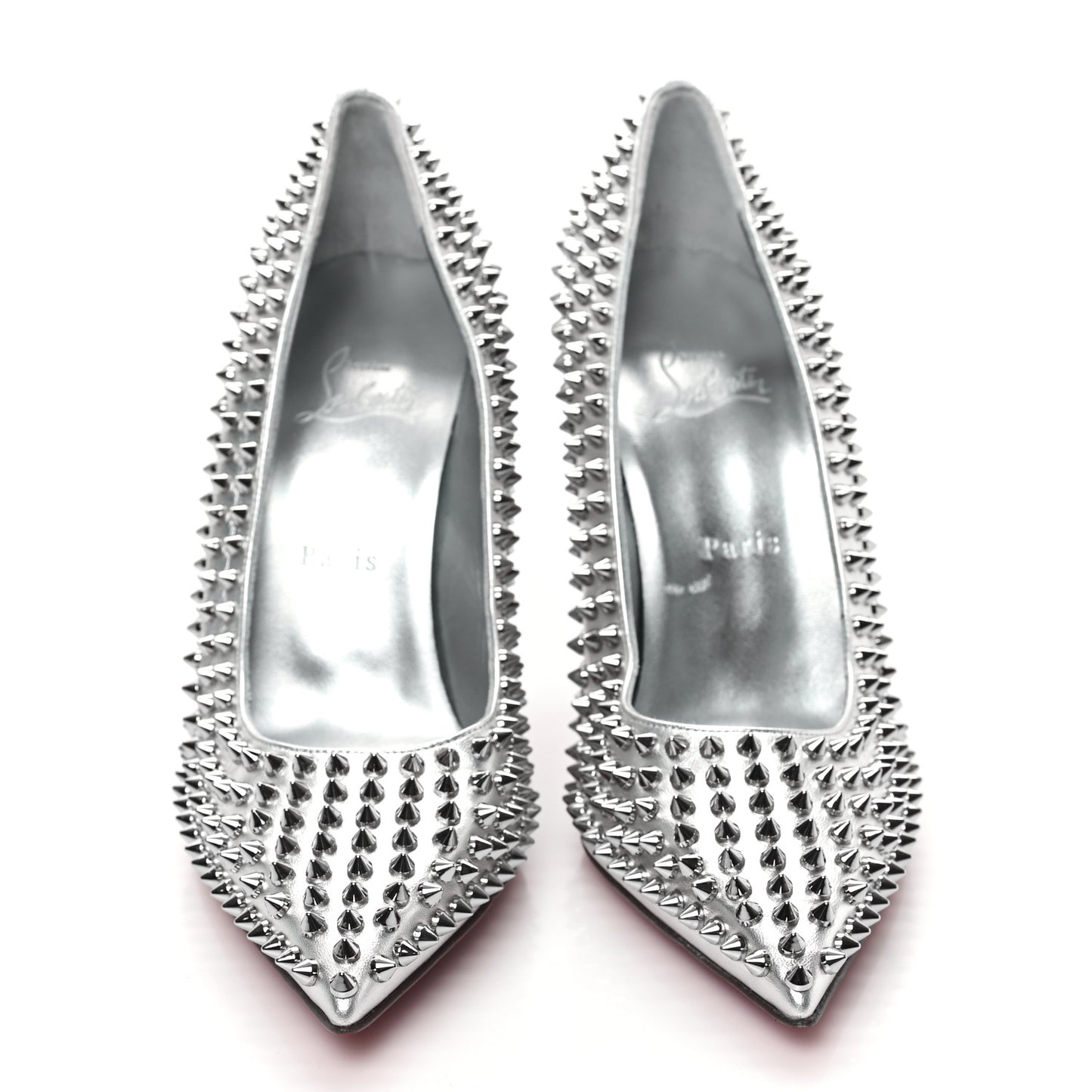 Metallic Nappa Condora Spikes 100 Pumps 40 Silver