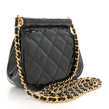 Chanel Patent Quilted Frame Clutch Flap With Chain Black 2 of 13