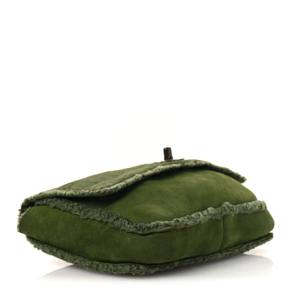 Chanel Suede Shearling Flap Clutch Green 4 of 10