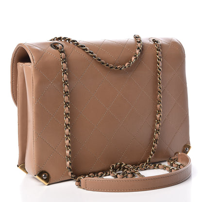 Chanel Shiny Lambskin Quilted Around The Corner Flap Beige 3 of 10