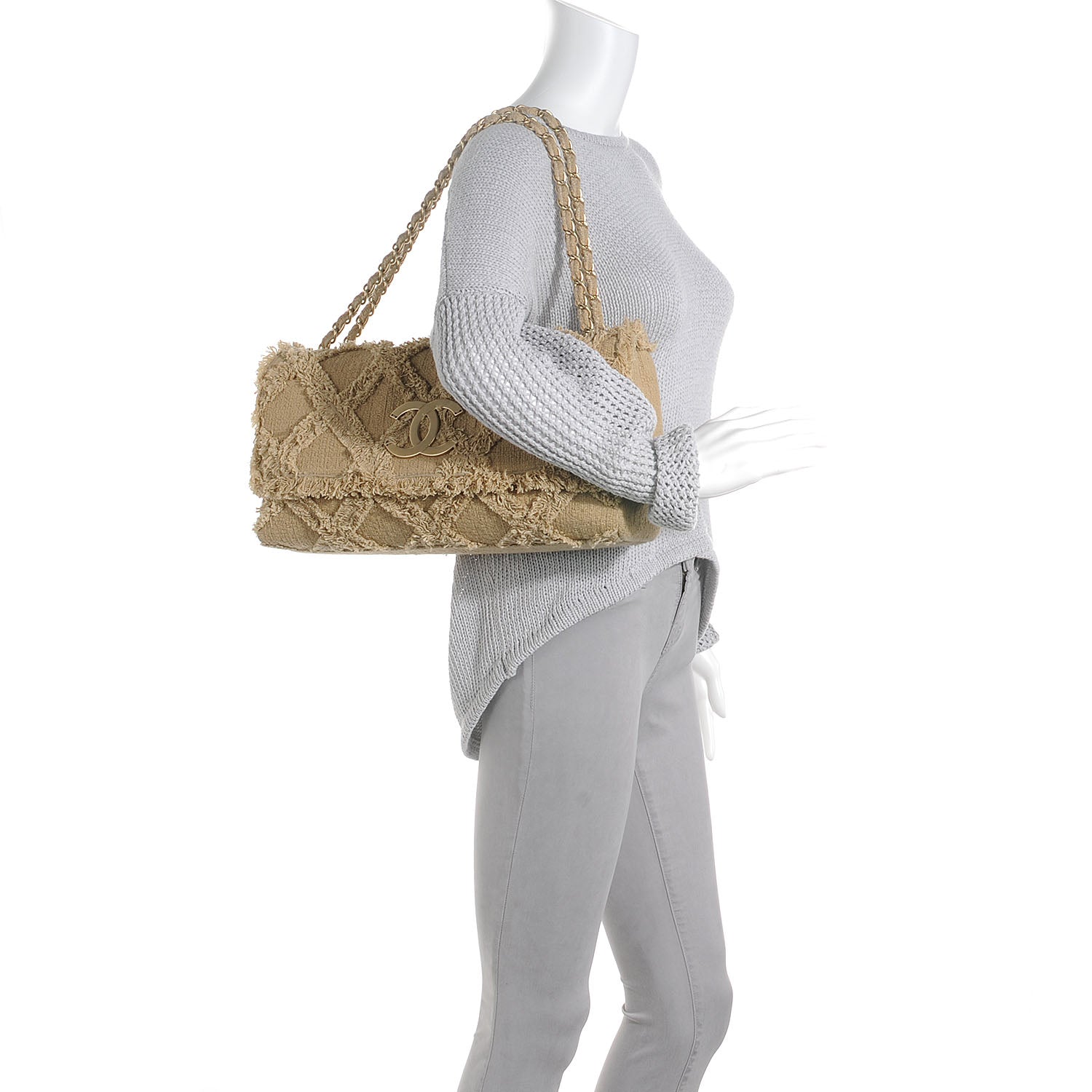 Chanel Tweed Nature Flap Dark Beige 2 of 8