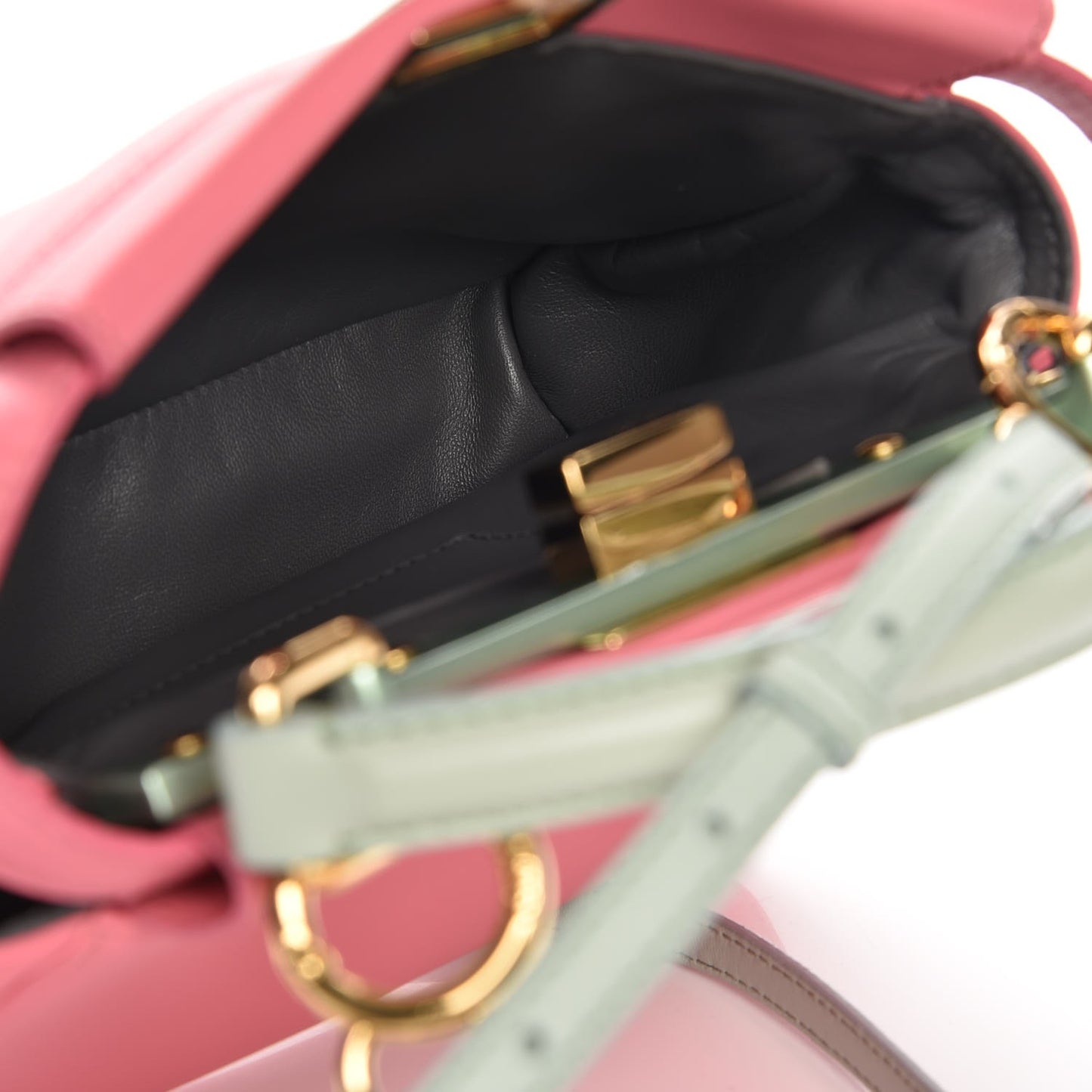 Nappa Colorblock Mini Peekaboo Iconic Satchel Rosa Fluo Oxigen Slate