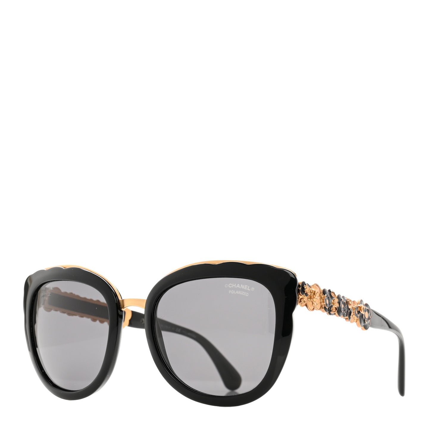 Acetate Polarized Bijou Cat Eye Sunglasses 5354 Black