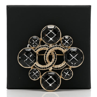 Chanel Crystal Large CC Quilted Logo Brooch Gold 6 of 6