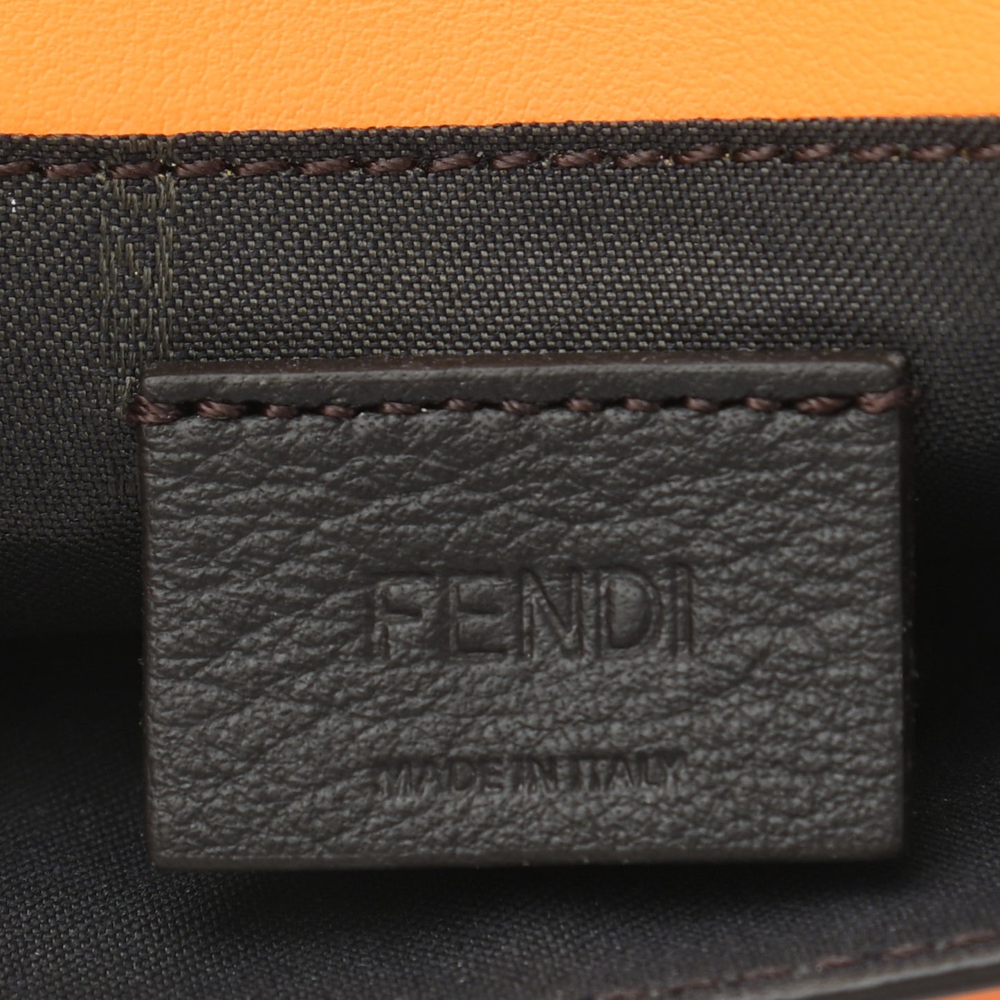 Vitello King Tamponato Logo Embossed Fold Over Card Holder Wallet Clementine