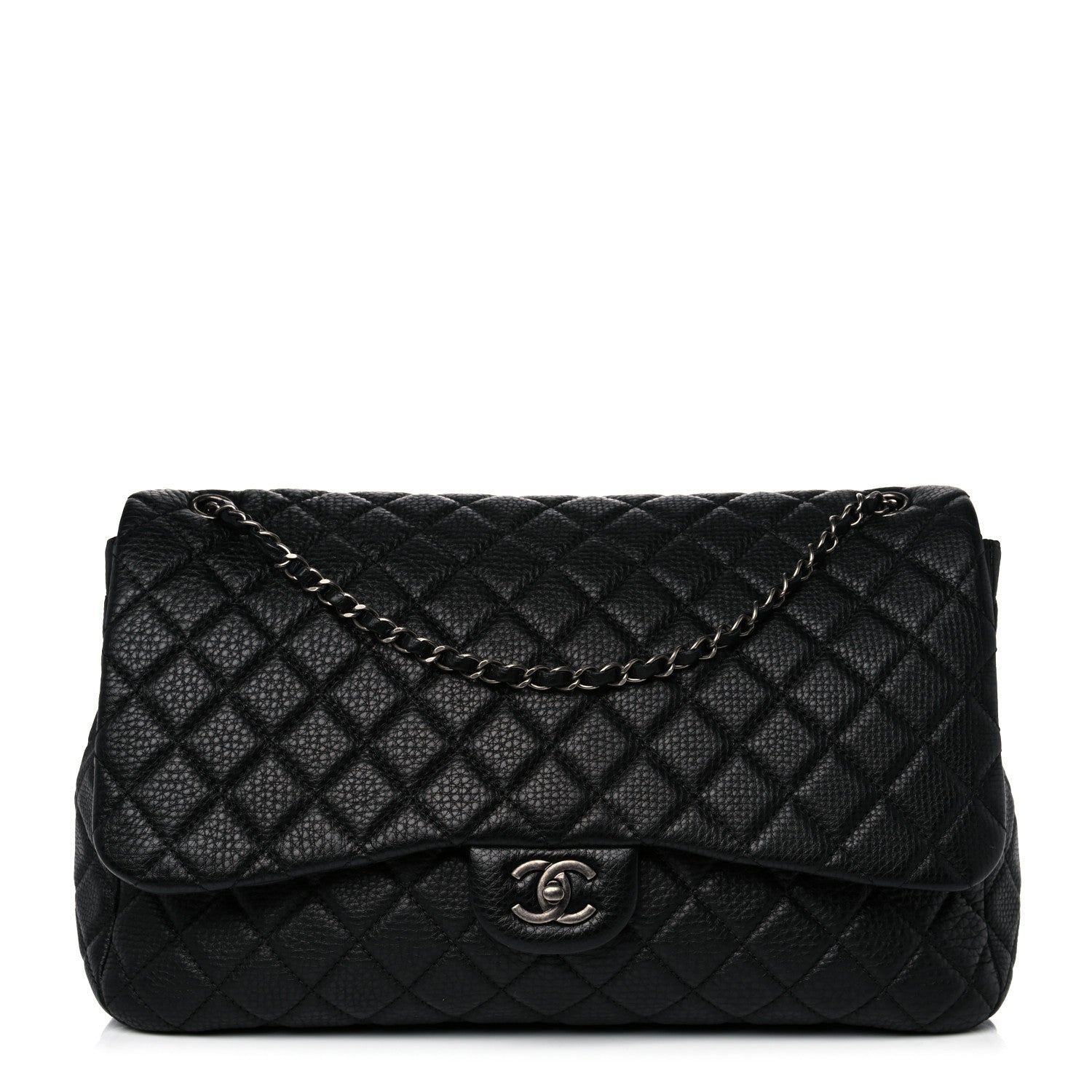 Chanel Grained Calfskin Quilted Small XXL Travel Flap Bag Black 1 of 14