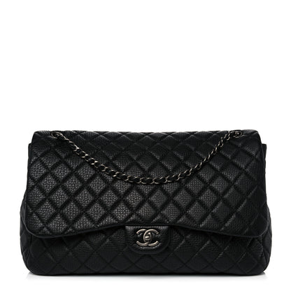 Chanel Grained Calfskin Quilted Small XXL Travel Flap Bag Black 1 of 14