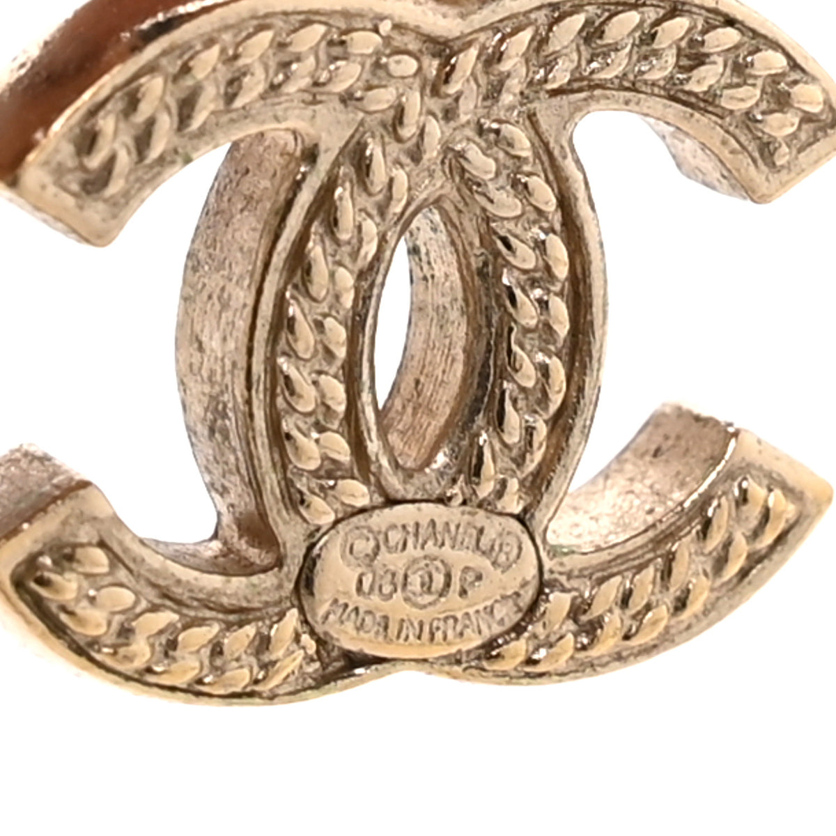 Metal CC Rope Hoop Drop Earring Gold