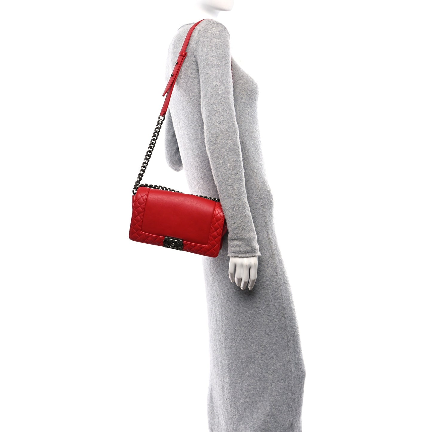 Calfskin Medium Boy Reverso Flap Red