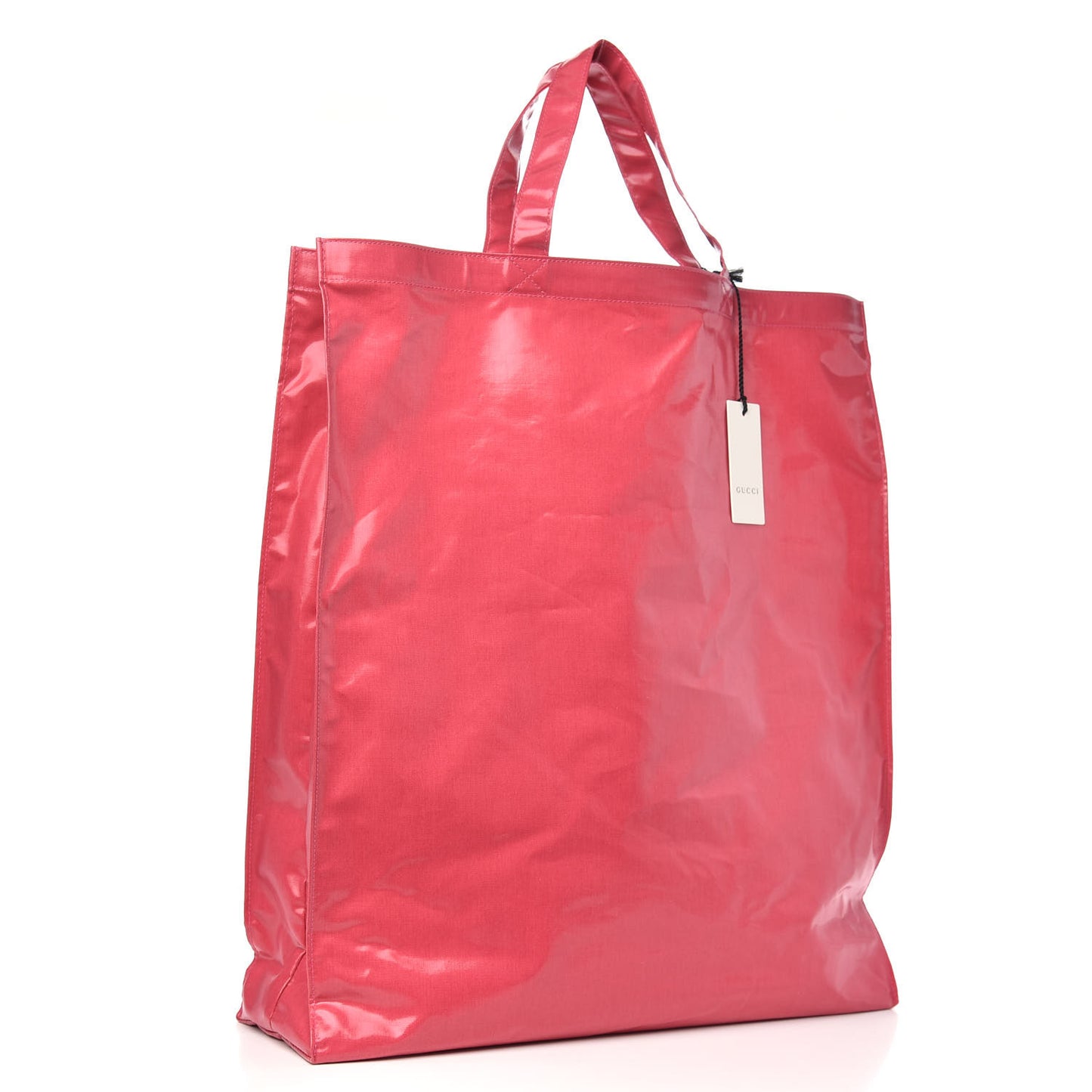 Patent Canvas Frame Logo Vertical Tote Glam Pink