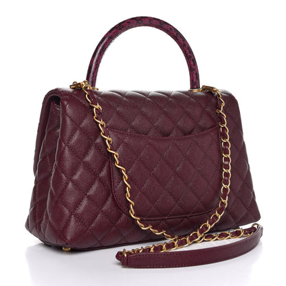 Chanel Caviar Elaphe Quilted Small Coco Handle Flap Burgundy 4 of 9