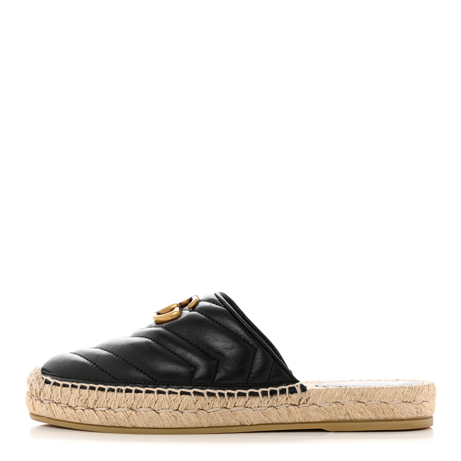 Gucci Nappa Matelasse GG Marmont Espadrille Slippers 36 Black 1 of 10