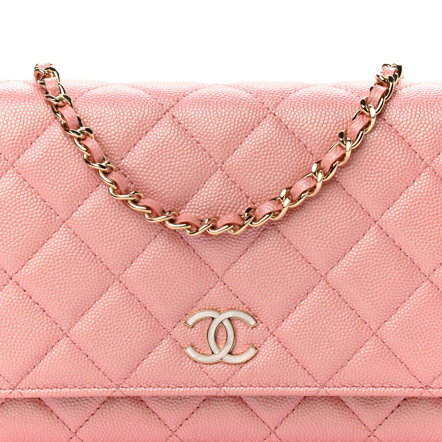 Chanel Iridescent Caviar Quilted Wallet on Chain WOC Rose Pink 9 of 12