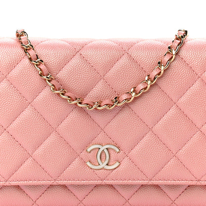 Chanel Iridescent Caviar Quilted Wallet on Chain WOC Rose Pink 9 of 12