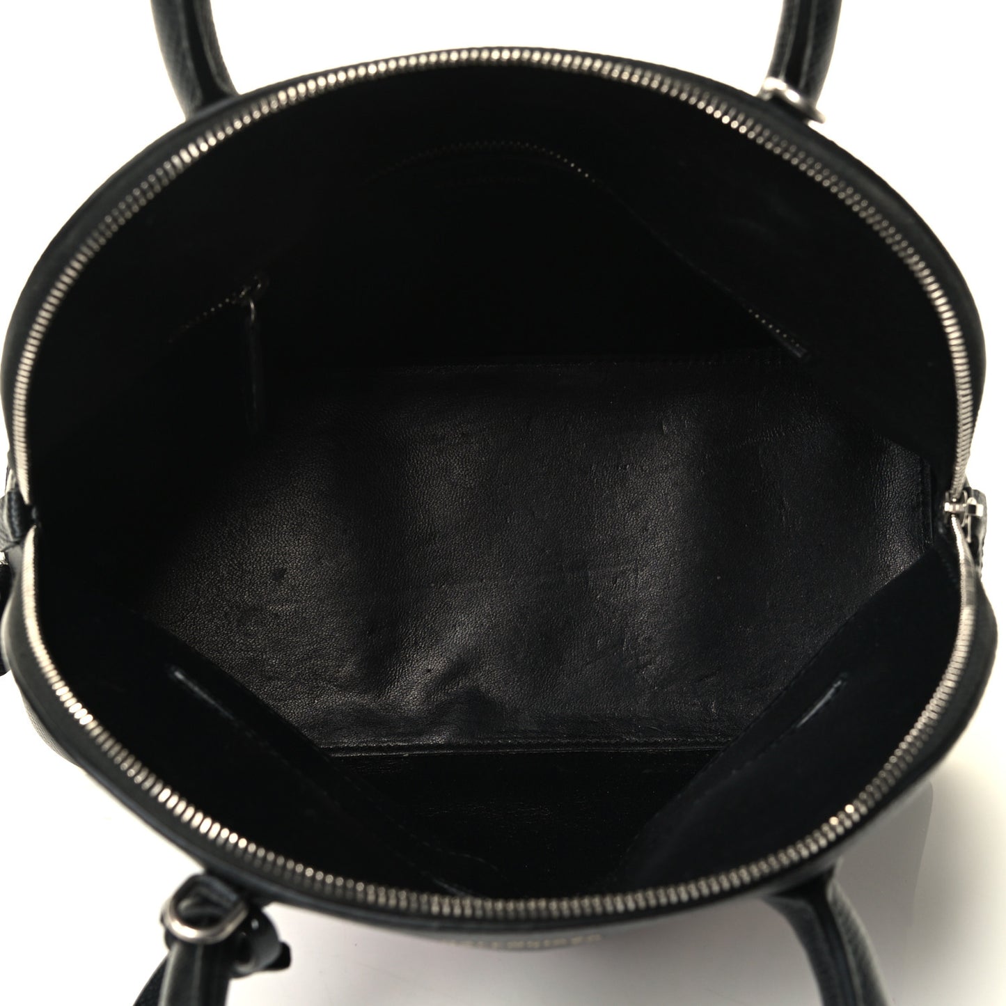 Signature Grained Calfskin Logo S Ville Top Handle Bag Black Rose Shocking