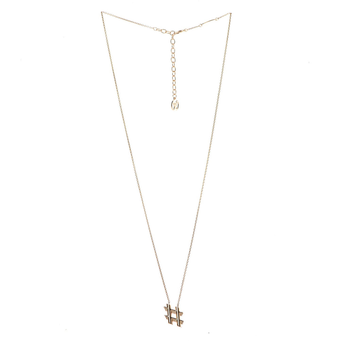 LV And Me Hashtag Necklace Gold