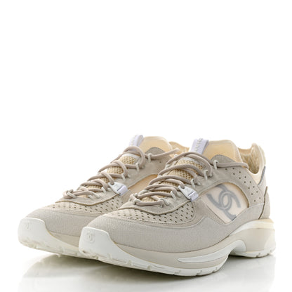 Chanel Suede Calfskin Mens CC Sneakers 42 White 3 of 8