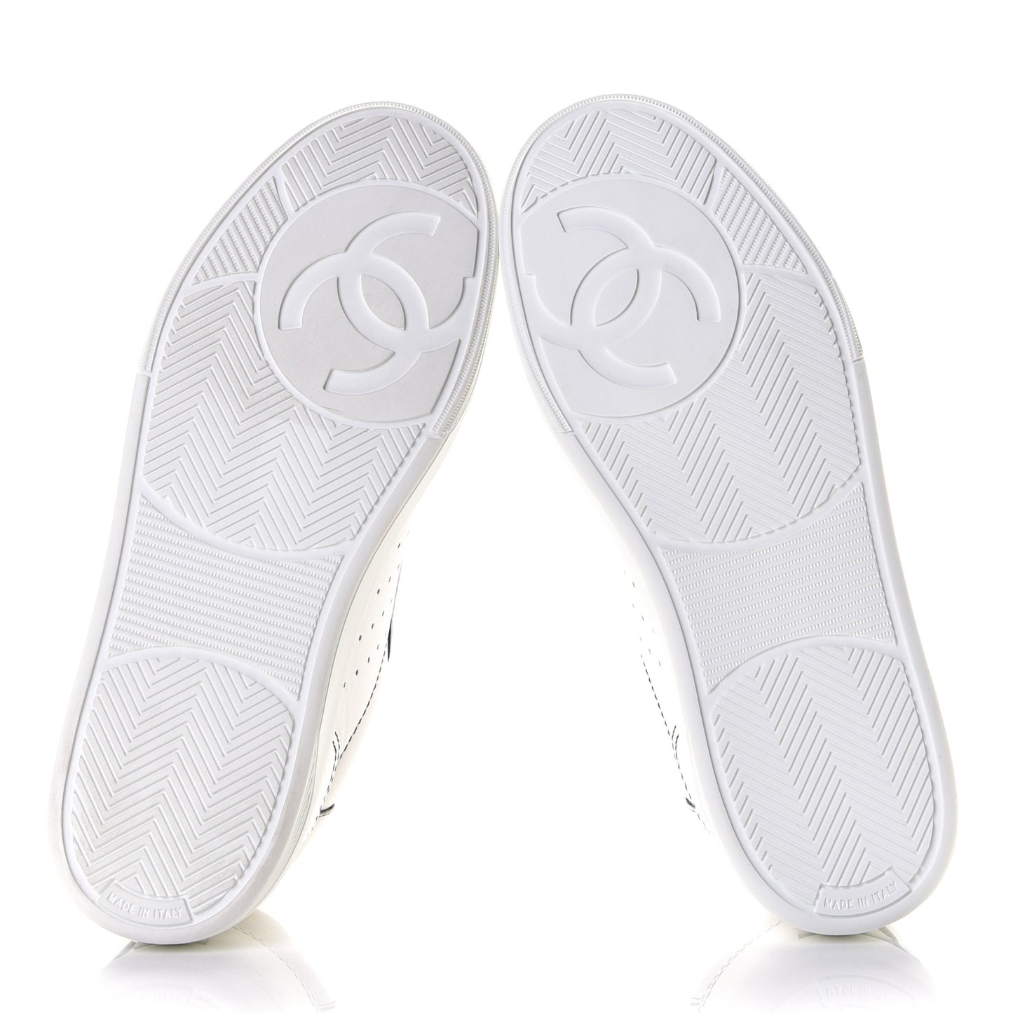 Calfskin Womens Logo Sneakers 38.5 White Black
