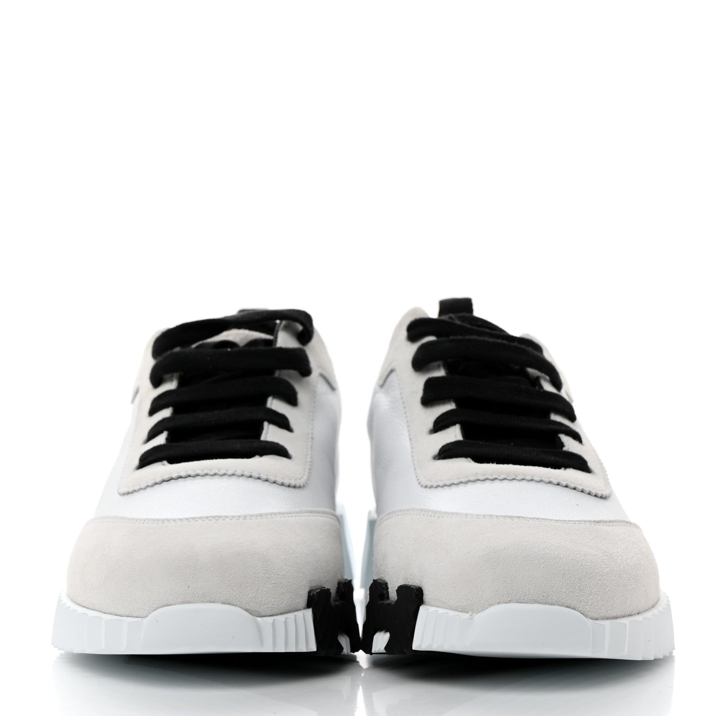 Calfskin Suede Goatskin Bouncing Sneakers 40 White Black