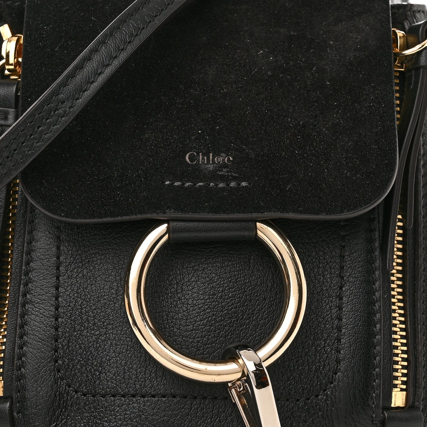 Suede Calfskin Mini Faye Backpack Black