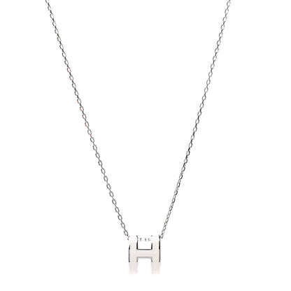 Hermes Lacquered Palladium Pop H Pendant Necklace White 1 of 7
