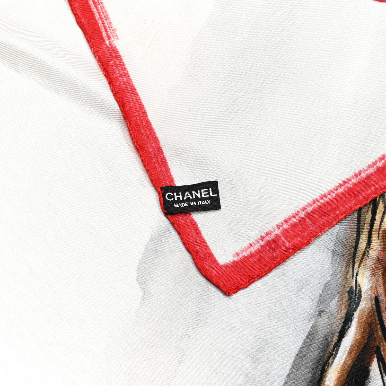 Chanel Silk Front Row Only Square Scarf Red 3 of 4