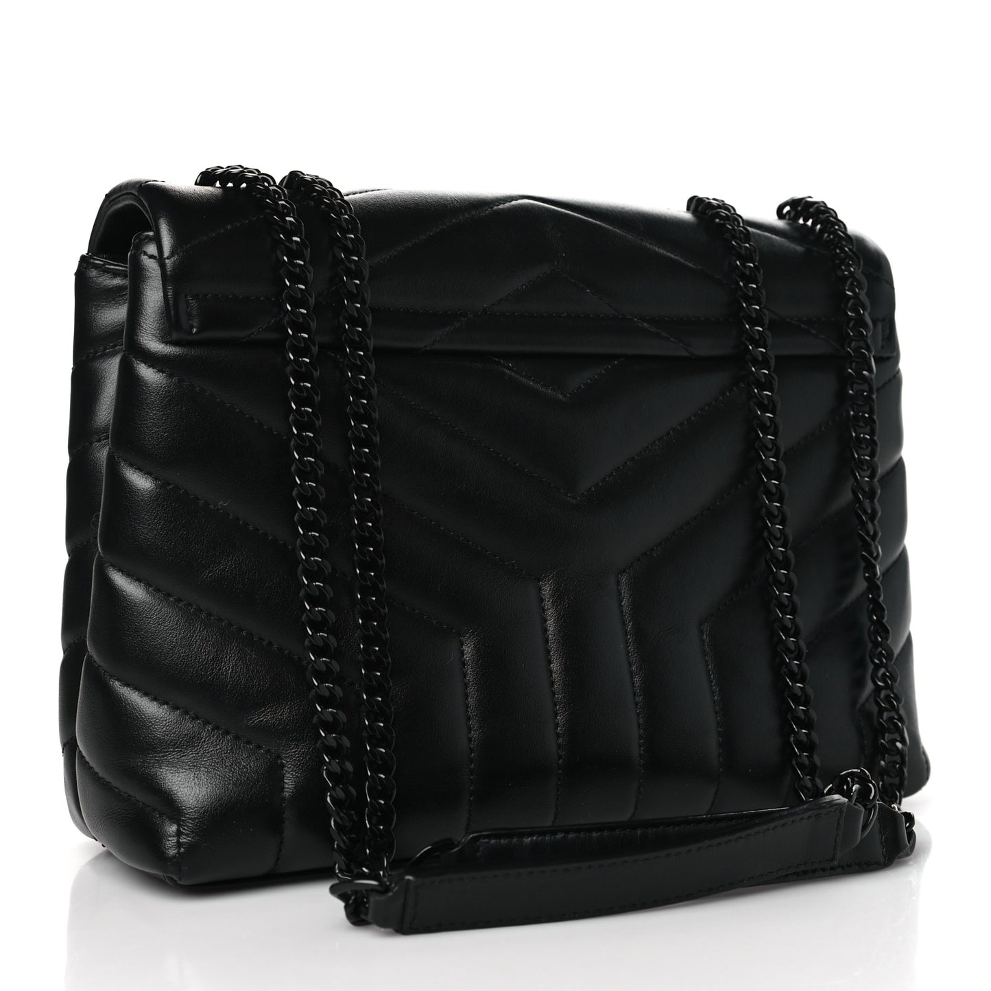 Calfskin Y Quilted Monogram Monochrome Toy Loulou Crossbody Bag Black