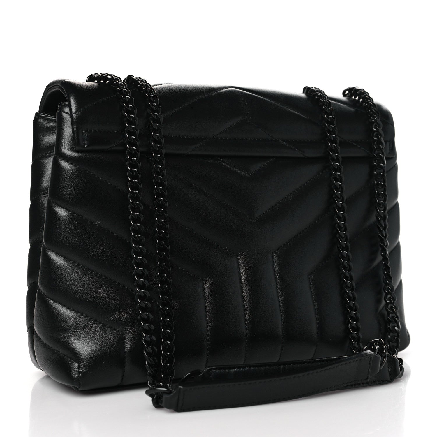 Saint Laurent Calfskin Y Quilted Monogram Monochrome Toy Loulou Crossbody Bag Black 3 of 10