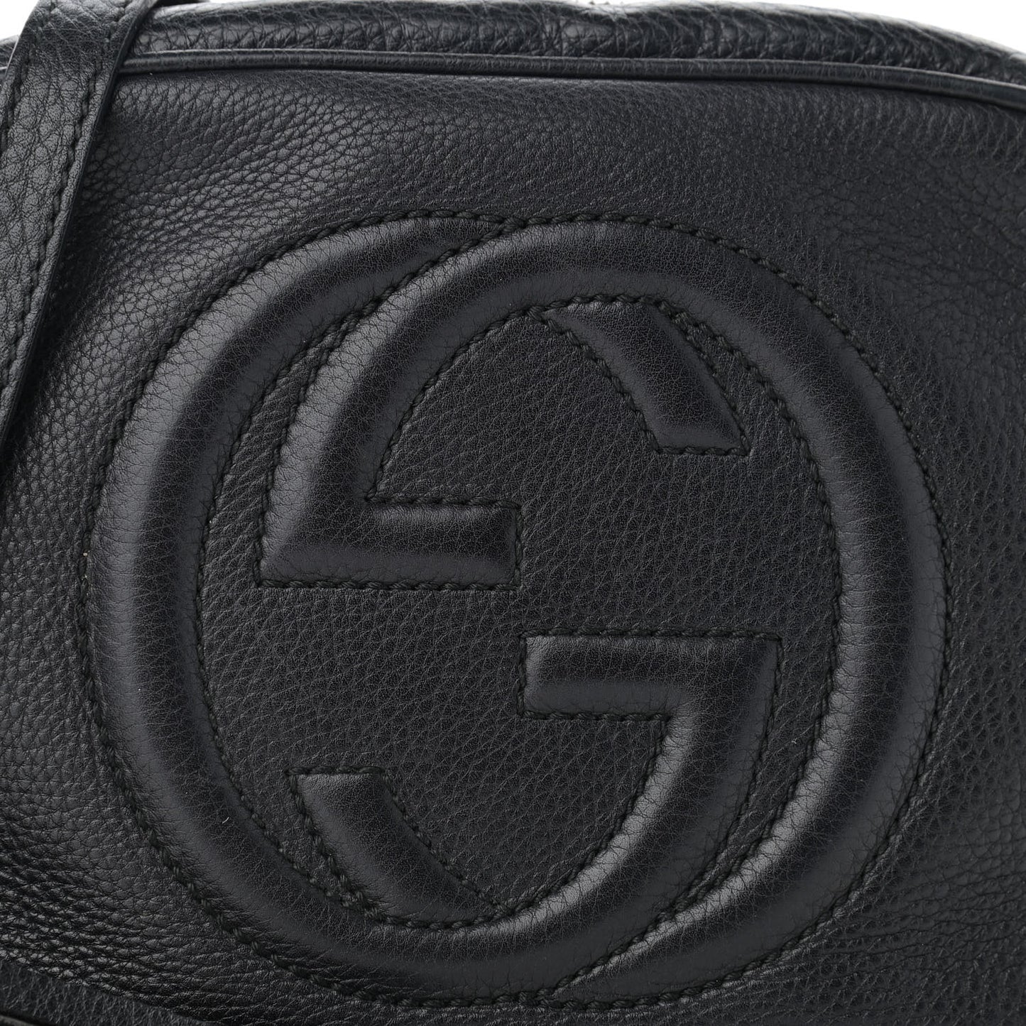 Pebbled Calfskin Small Soho Disco Bag Black