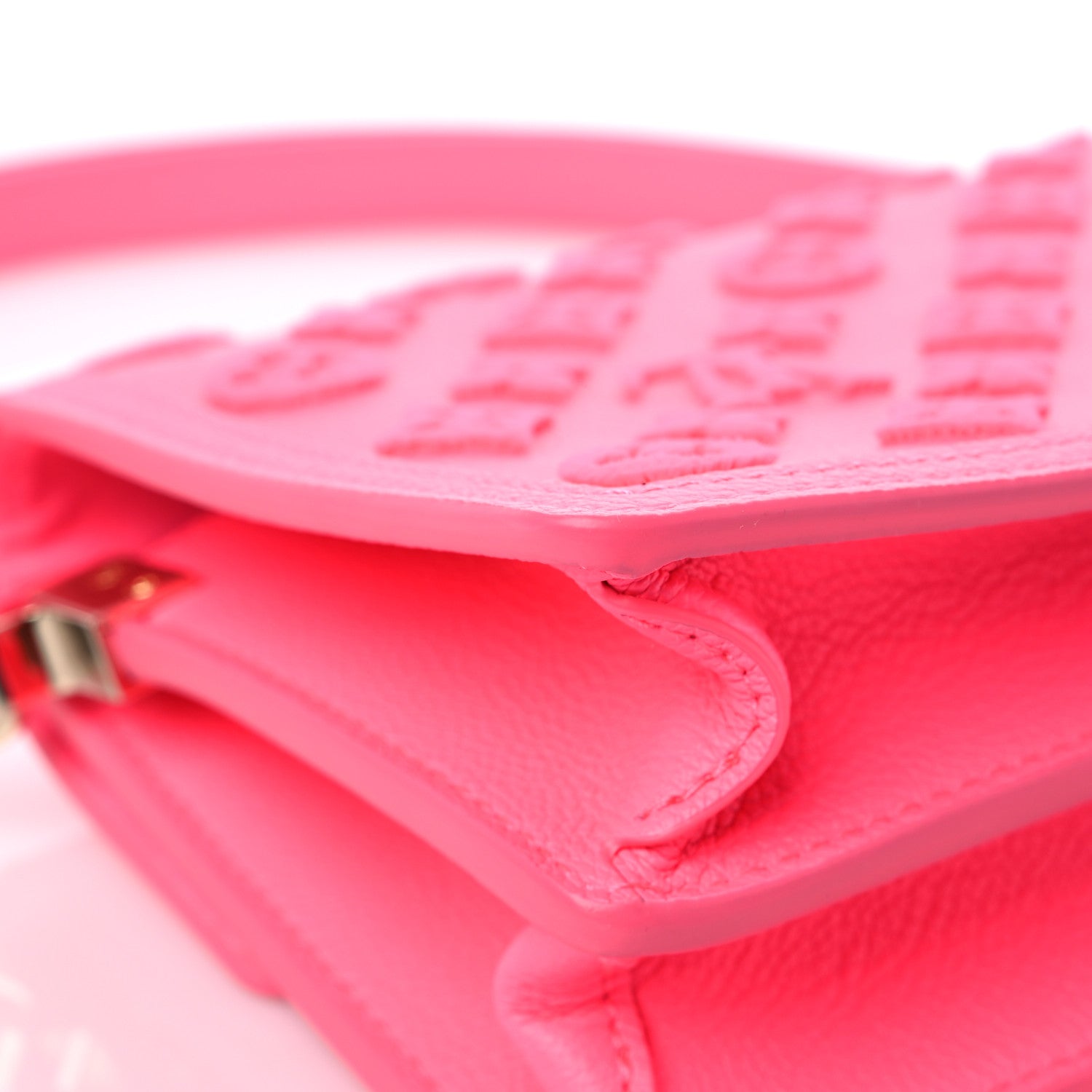 Louis Vuitton Grained Calfskin Tufted Monogram Mini Dauphine Fluo Pink 9 of 10