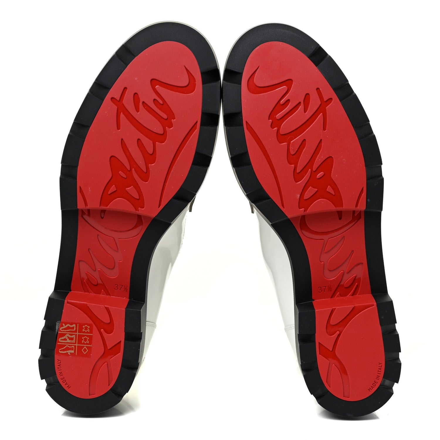 Christian Louboutin Calfskin Abrasivato Montezumo Lug Chelsea Boots 37.5 White Black 6 of 12