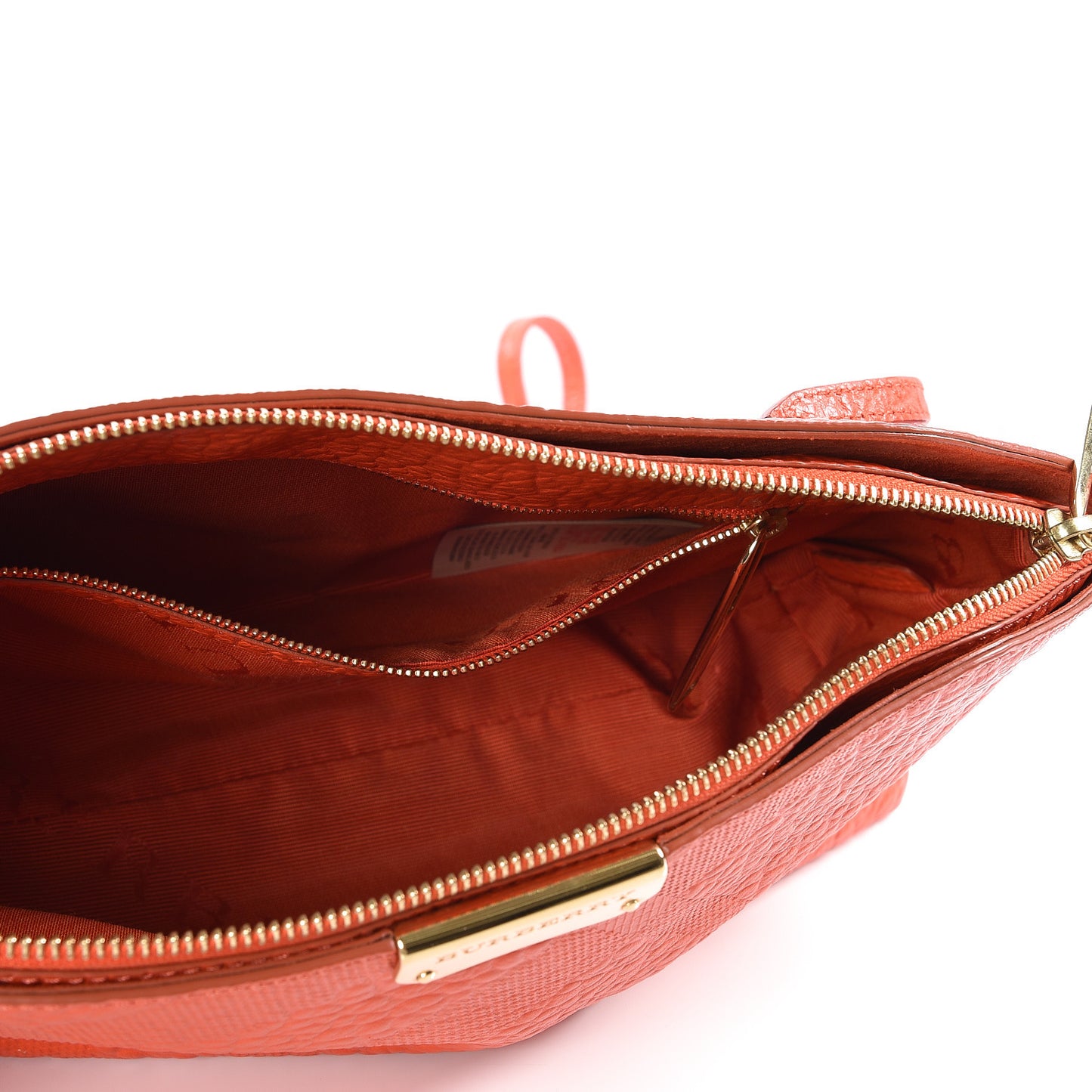Signature Grain Calfskin Check Embossed Small Chichester Crossbody Clutch Bag Orange