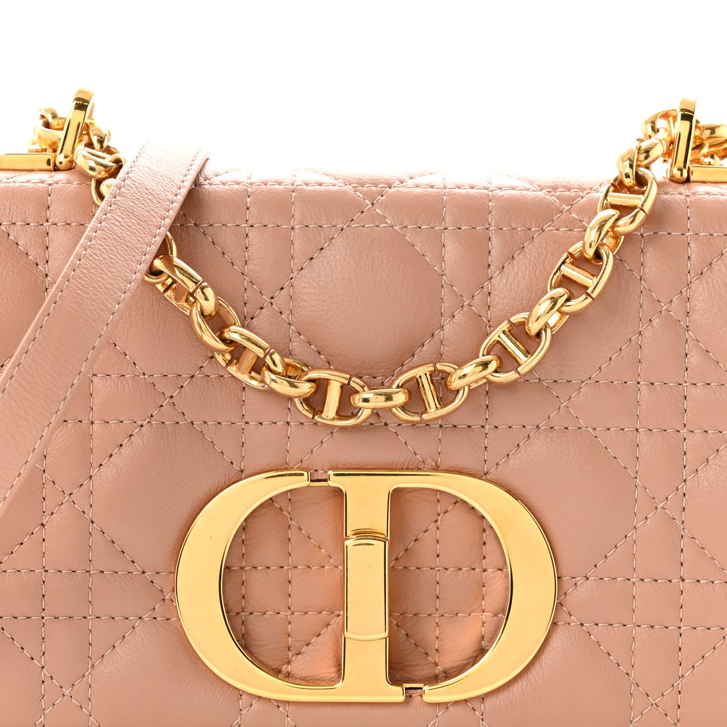 Calfskin Cannage Small Caro Bag  Rose De Vents