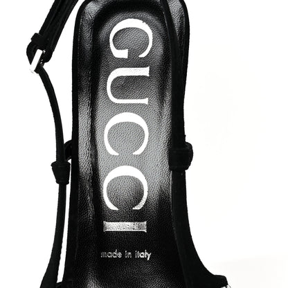 Gucci Crystal Kid Scamosciato Square G 35mm Slingback Pumps 38 Black 6 of 7