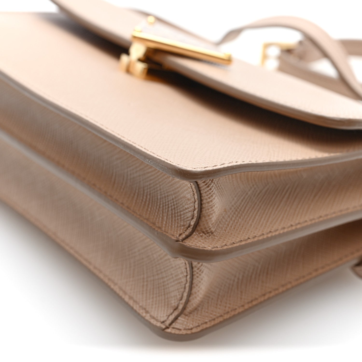 Prada Saffiano Lux Mini Triangle Embleme Flap Shoulder Bag Cammeo 8 of 8