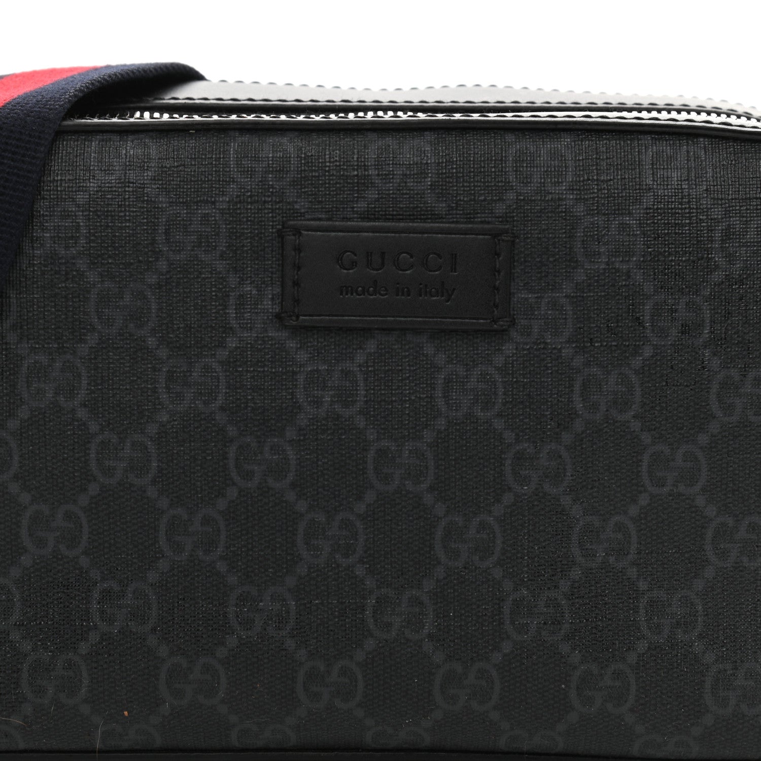 Gucci GG Supreme Monogram Web Shoulder Bag Black Grey 8 of 13