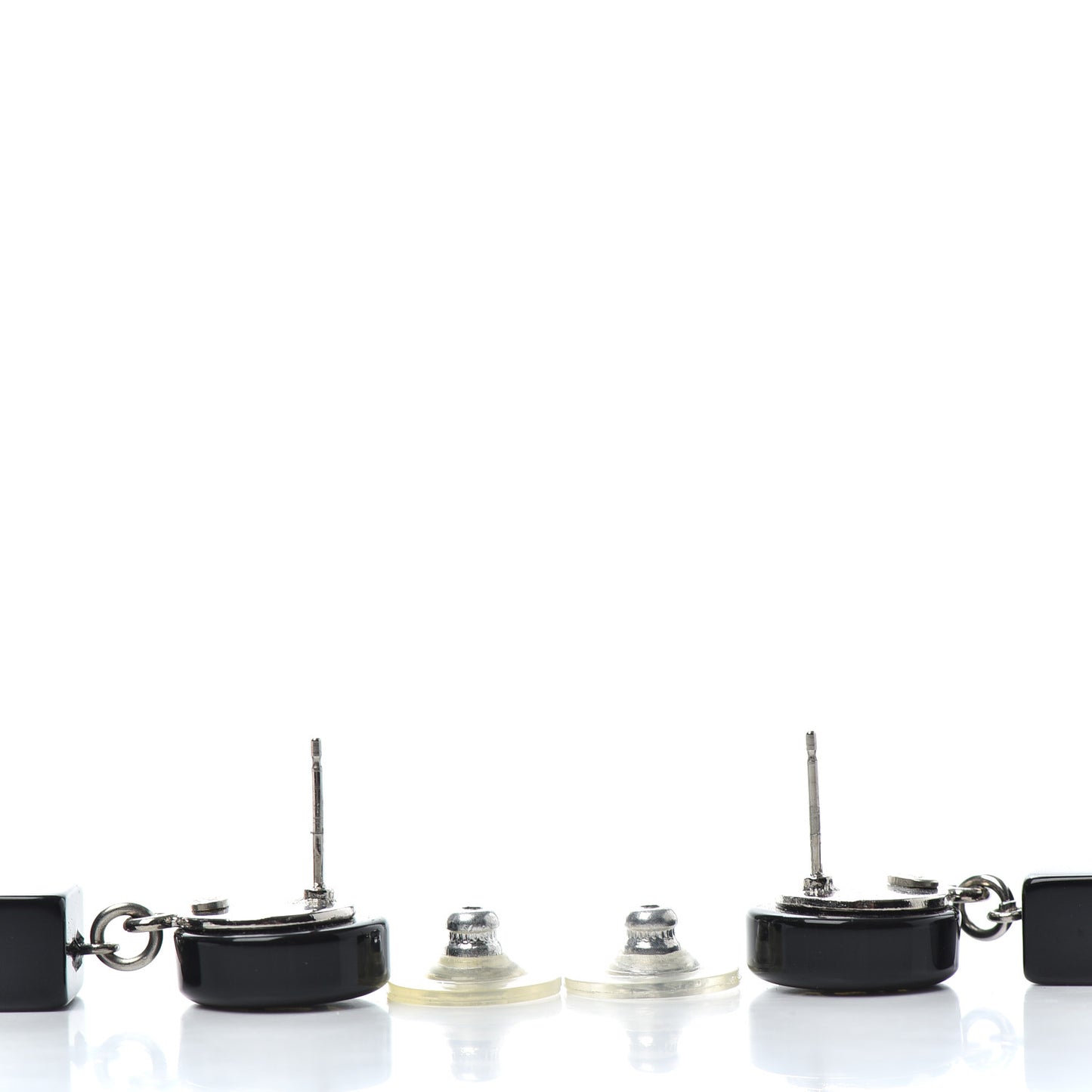 Lucite CC Square Charm Earrings Black