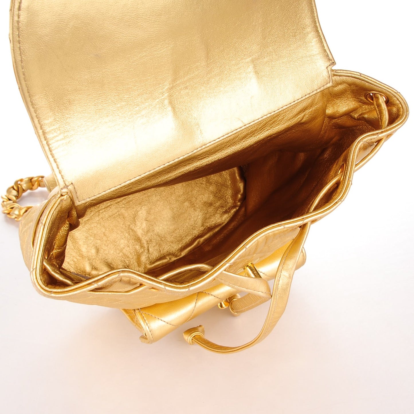 Lambskin Quilted Backpack Gold