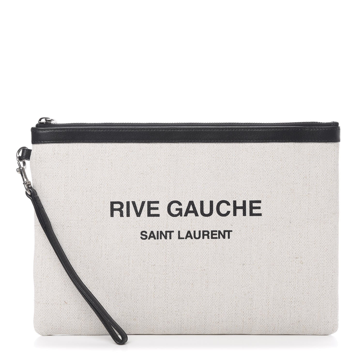 Saint Laurent Linen Canvas Rive Gauche Zipped Pouch Optic White 1 of 8