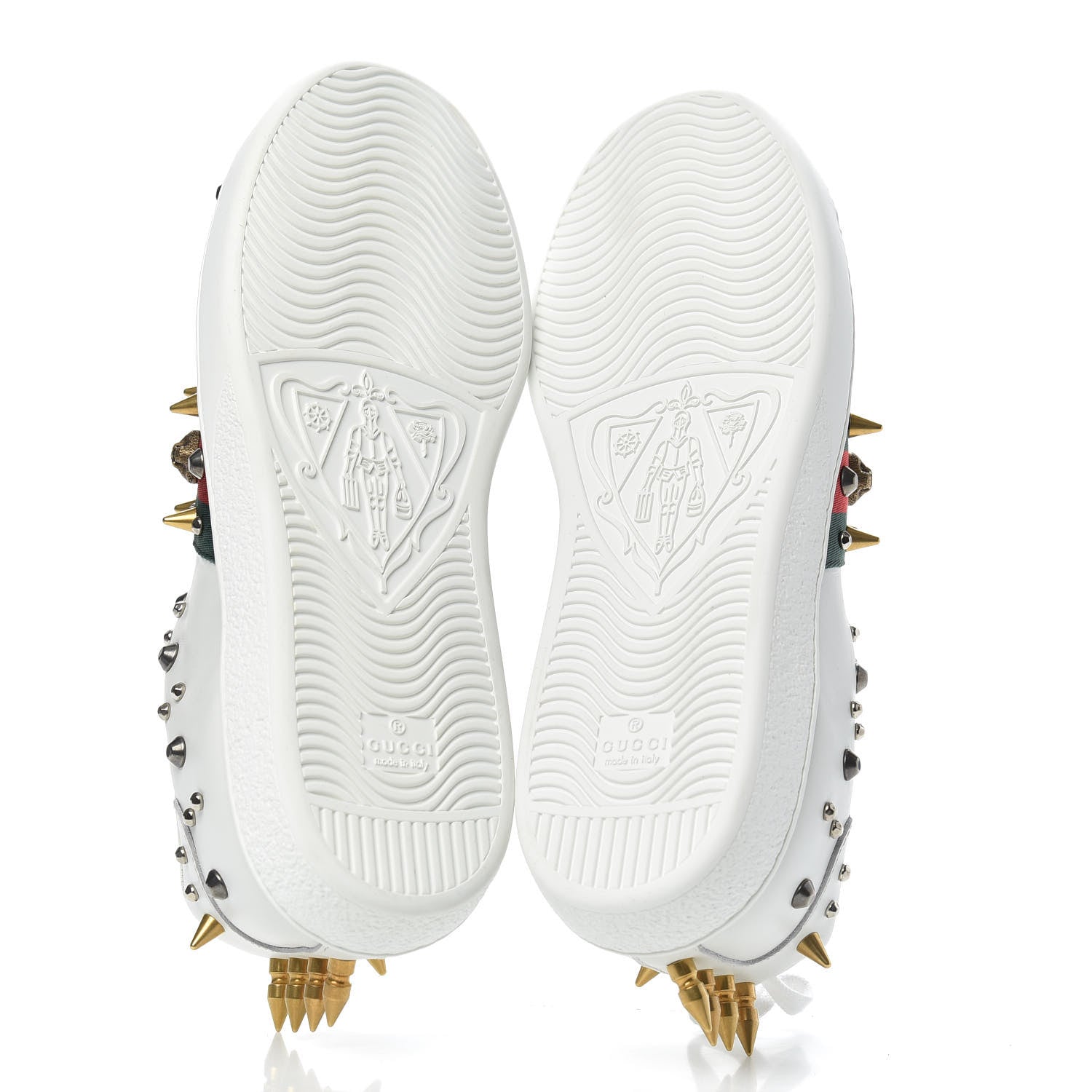 Gucci Mens Calfskin Web Studded Ace Sneakers 9.5 White 5 of 9