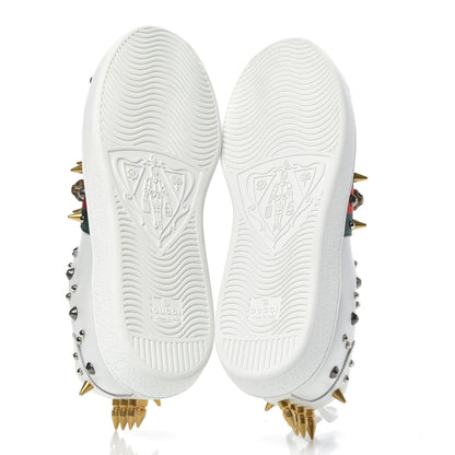 Gucci Mens Calfskin Web Studded Ace Sneakers 9.5 White 5 of 9