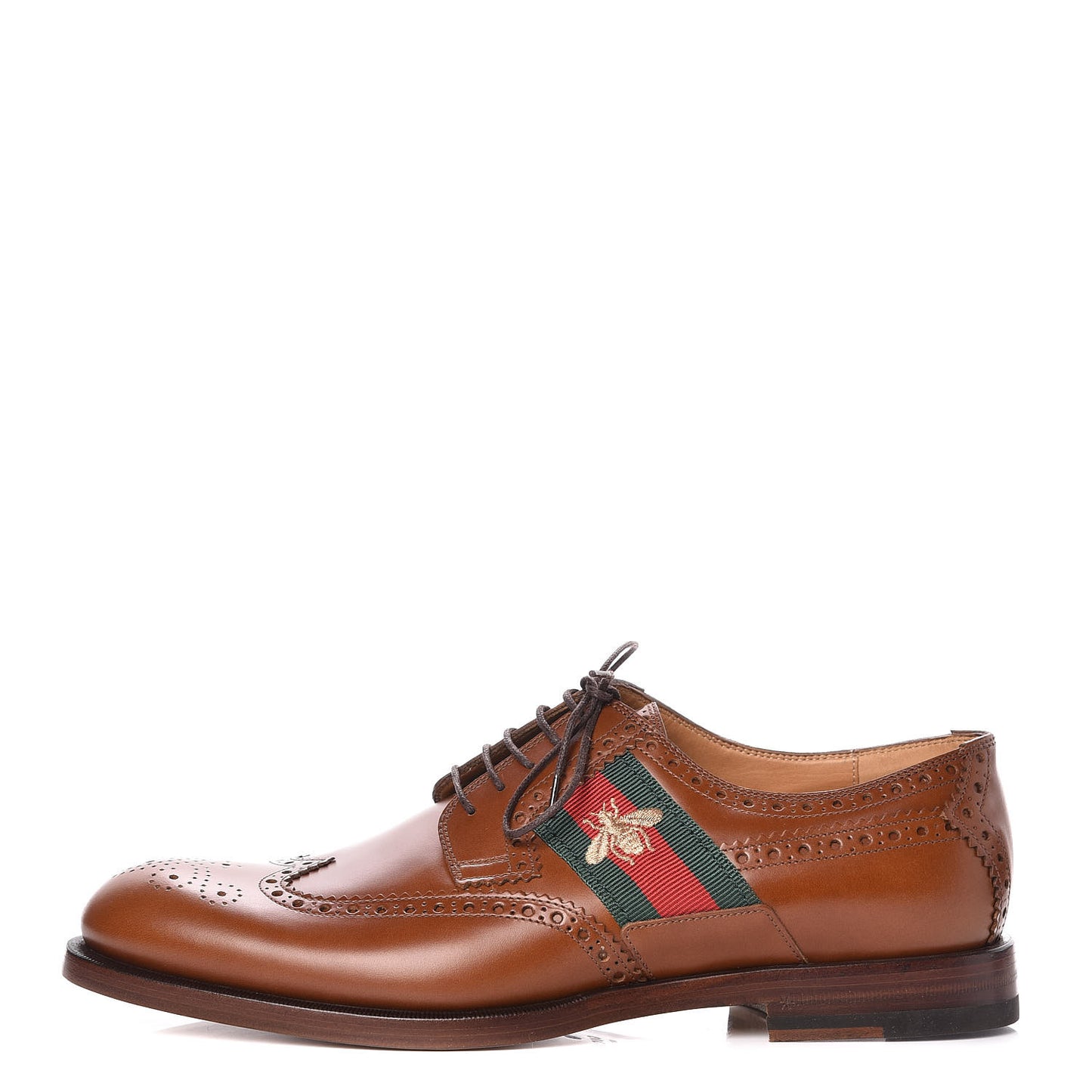 Calfskin Web Bee Embroidered Mens Lace Up Brogue Wingtip Derby Shoes 8.5 Cuir